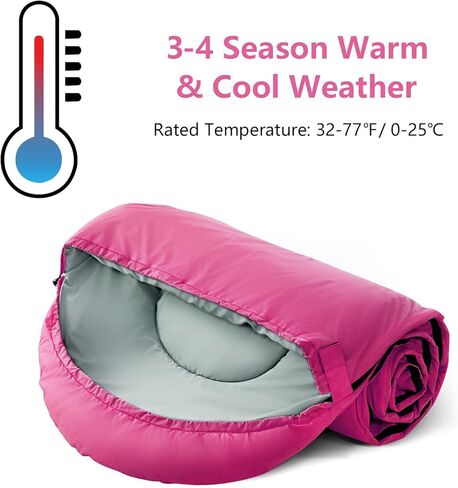 ORTHOMTEX Sleeping Bags for Adults,Kids & Girls-Warm & Cold Weather Lightweight Waterproof Sleeping Bag Backpack with Compact Bag,Great for 3-4 Seasons Hiking,Camping and Outdoor Mountaineering in Kuwait