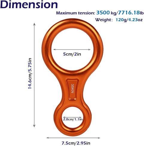 Rescue Figure 8 Descender Climbing Gear Downhill Equipment 35KN/3500kg 7075 Aluminum Alloy Rigging Plate for Climbing Belaying and Rappeling Device in Kuwait