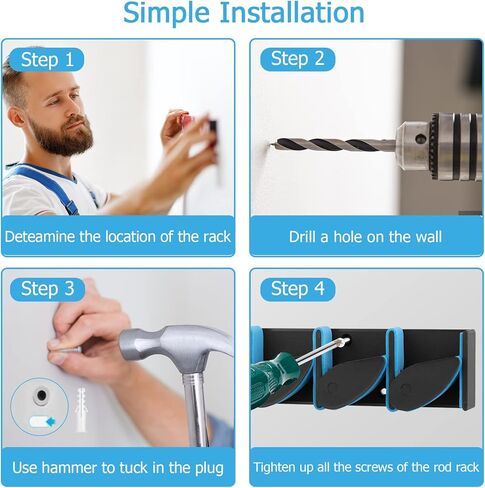 حامل صنارة صيد للجراج، حامل صنارة صيد يثبت على الحائط، رف صنارة صيد يحمل ما يصل الى 12 صنارة او مجموعة، رف صنارة الصيد للمراب والتخزين والحائط وحامل صنارة السقف من قطعتين in Kuwait