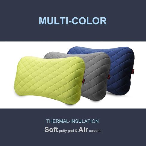 X-Foam Inflatable Camping Pillow ELuxe with Removable Foaming Cover | Comfortable, Washable Ultralight Portable Neck Lumbar Support | Backpacking, Hiking, Travel, Air | X-Large (APPLE GREEN) in Kuwait