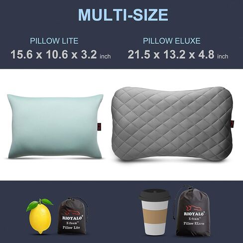 X-Foam Inflatable Camping Pillow ELuxe with Removable Foaming Cover | Comfortable, Washable Ultralight Portable Neck Lumbar Support | Backpacking, Hiking, Travel, Air | X-Large (APPLE GREEN) in Kuwait