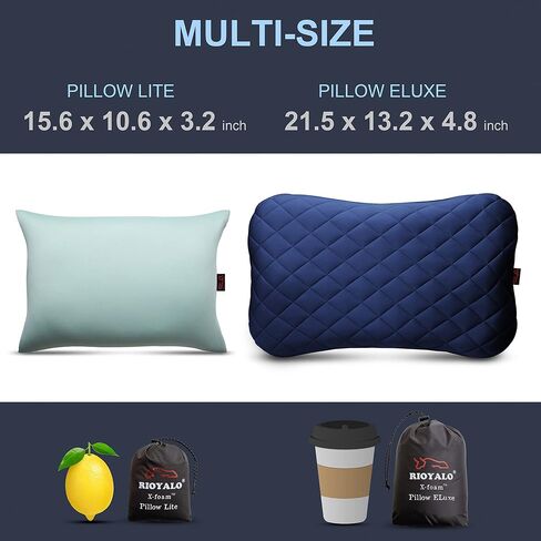X-Foam Inflatable Camping Pillow ELuxe with Removable Foaming Cover | Comfortable, Washable Ultralight Portable Neck Lumbar Support | Backpacking, Hiking, Travel, Air | X-Large (APPLE GREEN) in Kuwait