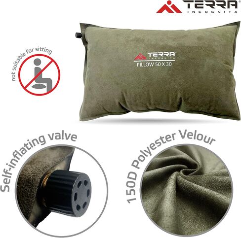 Terra Incognita Self-Inflating Camping Pillow - Perfect for Backpacking and Traveling - Inflatable Pillow for Camping in Kuwait