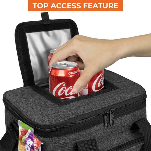 OPUX Soft Cooler Bag, Insulated Collapsible Lunch Cooler Bag for Men Work Camping Beach Travel, Portable Soft Sided Leakproof Waterproof Large Lunch Bag Box with Shoulder Strap 18 Cans, Heather Navy in Kuwait