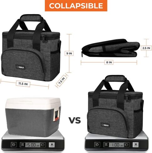 OPUX Soft Cooler Bag, Insulated Collapsible Lunch Cooler Bag for Men Work Camping Beach Travel, Portable Soft Sided Leakproof Waterproof Large Lunch Bag Box with Shoulder Strap 18 Cans, Heather Navy in Kuwait