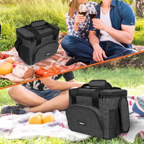 OPUX Soft Cooler Bag, Insulated Collapsible Lunch Cooler Bag for Men Work Camping Beach Travel, Portable Soft Sided Leakproof Waterproof Large Lunch Bag Box with Shoulder Strap 18 Cans, Heather Navy in Kuwait