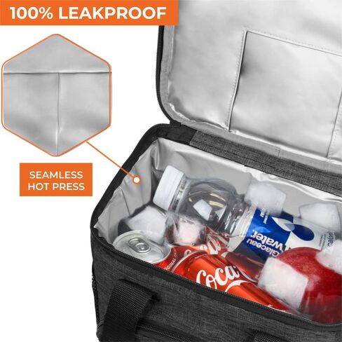OPUX Soft Cooler Bag, Insulated Collapsible Lunch Cooler Bag for Men Work Camping Beach Travel, Portable Soft Sided Leakproof Waterproof Large Lunch Bag Box with Shoulder Strap 18 Cans, Heather Navy in Kuwait