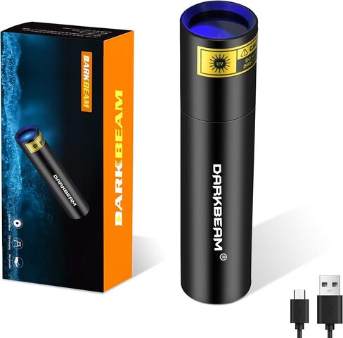 مصباح خشبي خفيف من DARKBEAM بالأشعة فوق البنفسجية 365 نانومتر V4 USB قابل لإعادة الشحن ومصباح أسود محمول LED مصباح يدوي بالأشعة فوق البنفسجية بحجم جيب صغير، كاشف لبول الحيوانات الأليفة، والبقع، والمواد الفلورية، وفحص النقود، كهرمان 370 نانومتر in Kuwait
