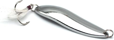 10/20 Pieces 22g Fishing Lures Spoons Saltwater Treble Feather Hooks Hard Metal Spinner Baits Casting Spoon Silvery for Salmon Bass in Kuwait