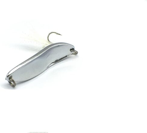 10/20 Pieces 22g Fishing Lures Spoons Saltwater Treble Feather Hooks Hard Metal Spinner Baits Casting Spoon Silvery for Salmon Bass in Kuwait