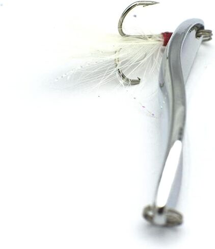 10/20 Pieces 22g Fishing Lures Spoons Saltwater Treble Feather Hooks Hard Metal Spinner Baits Casting Spoon Silvery for Salmon Bass in Kuwait