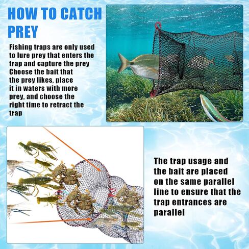 Windyun 3 Pcs 4ft Fishing Cast Net with Heavy Duty Sinker Portable Folded Lobster Crab Trap Fishing Net with Long Robust Telescopic Handle Freshwater Saltwater Bait Fishing Accessories in Saudi Arabia