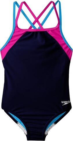 سبيدو بدلة سباحة للبنات قطعة واحدة سادة بظهر متقاطع واشرطة متعددة in Kuwait