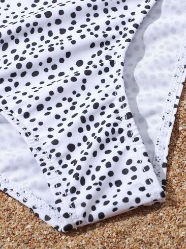 MakeMeChic Girl's Cut Out Dot Print One Piece Swimsuit Color Block Bathing Suit in Saudi Arabia