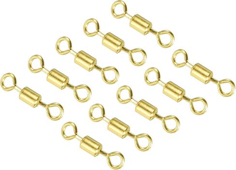 PATIKIL Fishing Barrel Swivels, 40 Pack 209LBS Copper Rolling Hook Line Connector Terminal Tackle for Saltwater Freshwater Fishing, Golden in Kuwait