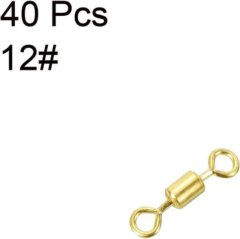PATIKIL Fishing Barrel Swivels, 40 Pack 209LBS Copper Rolling Hook Line Connector Terminal Tackle for Saltwater Freshwater Fishing, Golden in Kuwait