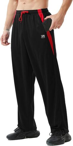 Men’s Athletic Pants with Zipper Pockets Open Bottom Lightweight Sweatpants, for Workout, Running, Gym, Training in Kuwait