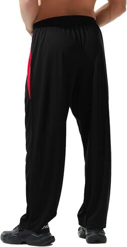 Men’s Athletic Pants with Zipper Pockets Open Bottom Lightweight Sweatpants, for Workout, Running, Gym, Training in Kuwait