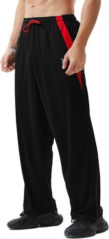 Men’s Athletic Pants with Zipper Pockets Open Bottom Lightweight Sweatpants, for Workout, Running, Gym, Training in Kuwait