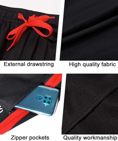 Men’s Athletic Pants with Zipper Pockets Open Bottom Lightweight Sweatpants, for Workout, Running, Gym, Training in Kuwait