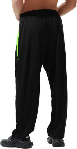 Men’s Athletic Pants with Zipper Pockets Open Bottom Lightweight Sweatpants, for Workout, Running, Gym, Training in Saudi Arabia