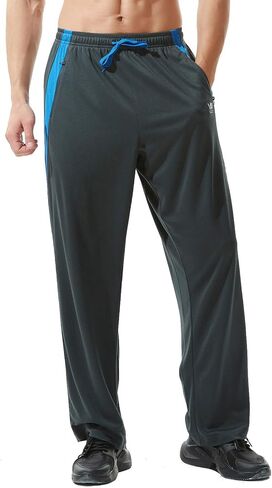 Men’s Athletic Pants with Zipper Pockets Open Bottom Lightweight Sweatpants, for Workout, Running, Gym, Training in Saudi Arabia