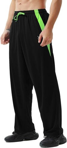 Men’s Athletic Pants with Zipper Pockets Open Bottom Lightweight Sweatpants, for Workout, Running, Gym, Training in Saudi Arabia