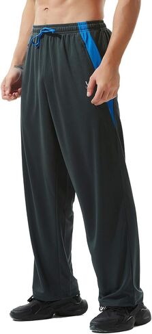 Men’s Athletic Pants with Zipper Pockets Open Bottom Lightweight Sweatpants, for Workout, Running, Gym, Training in Saudi Arabia