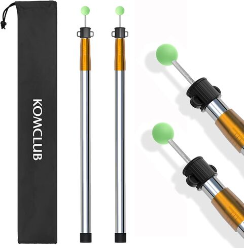 KOMCLUB Telescoping Tent Tarp Pole Adjustable Tarp Poles 3 Section Heavy Duty Canopy Poles Stainless Steel Portable Camping Poles 33"-86.61" for Hiking Car Canopy Awning 2Pcs Set (Blue) in Saudi Arabia