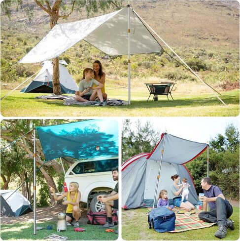 KOMCLUB Telescoping Tent Tarp Pole Adjustable Tarp Poles 3 Section Heavy Duty Canopy Poles Stainless Steel Portable Camping Poles 33"-86.61" for Hiking Car Canopy Awning 2Pcs Set (Blue) in Saudi Arabia