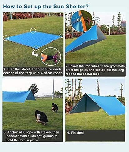 أرجوحة خفيفة الوزن من يودو، خيمة ظل للمأوى من الشمس، مظلة من قماش القنب مع أعمدة وأوتاد للتخييم في الهواء الطلق، والمشي لمسافات طويلة، وحقيبة الظهر، والصيد في النزهة in Kuwait