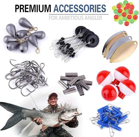 PLUSINNO Fishing Lures, All-in-One Fishing Tackle Box with Tackle Included, Fishing Gear Lure Bait Accessories Kit for Freshwater Bass Trout, Ideal Fishing Gifts for Men, Father & Beginners in Kuwait