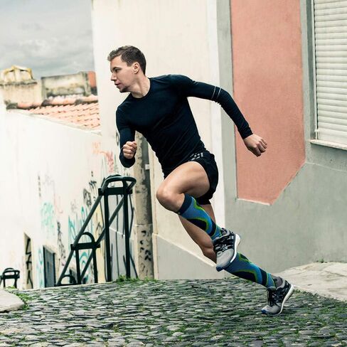 Bauerfeind Run Performance Compression Socks - Targeted Compression Zones - Increased Ankle Stability - Heel and Sole Relief for Running, Jogging, Walking & Sports (Men, Blue, 6-8, L) in Saudi Arabia