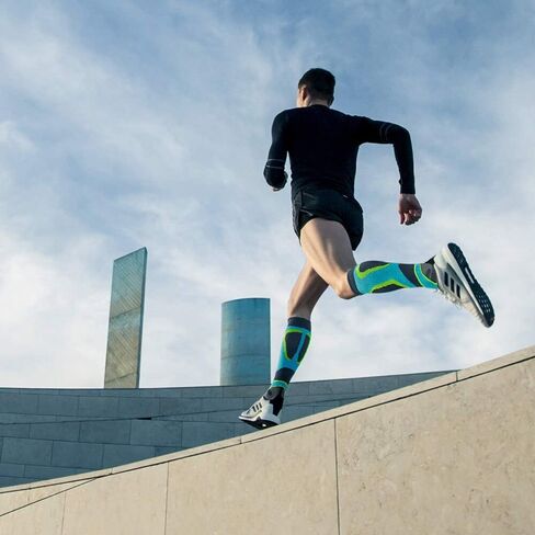 Bauerfeind Run Performance Compression Socks - Targeted Compression Zones - Increased Ankle Stability - Heel and Sole Relief for Running, Jogging, Walking & Sports (Men, Blue, 6-8, L) in Saudi Arabia