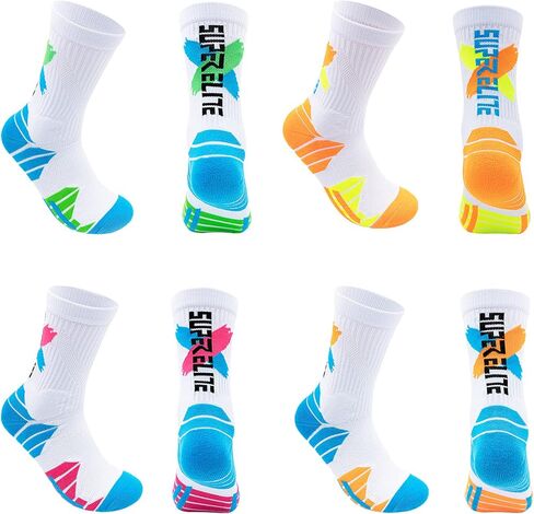Fraobbg 4Pairs Men's Athletic Crew Socks Thick Protective Sport Cushion Elite Basketball Soccer Compression Towel Socks 7-12 in Saudi Arabia