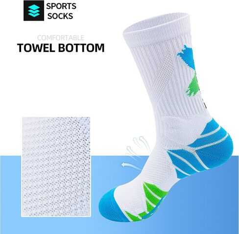 Fraobbg 4Pairs Men's Athletic Crew Socks Thick Protective Sport Cushion Elite Basketball Soccer Compression Towel Socks 7-12 in Saudi Arabia