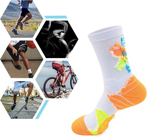Fraobbg 4Pairs Men's Athletic Crew Socks Thick Protective Sport Cushion Elite Basketball Soccer Compression Towel Socks 7-12 in Saudi Arabia