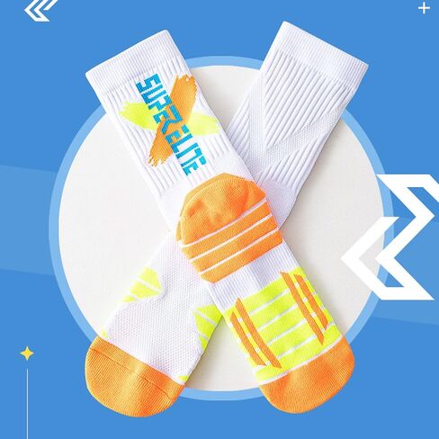 Fraobbg 4Pairs Men's Athletic Crew Socks Thick Protective Sport Cushion Elite Basketball Soccer Compression Towel Socks 7-12 in Saudi Arabia