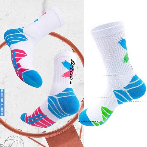 Fraobbg 4Pairs Men's Athletic Crew Socks Thick Protective Sport Cushion Elite Basketball Soccer Compression Towel Socks 7-12 in Saudi Arabia