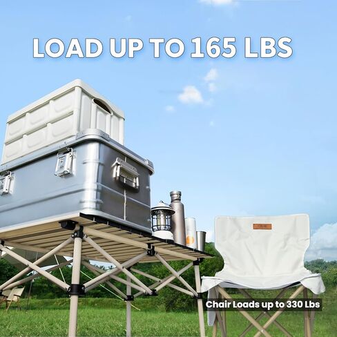 Hastoygo Folding Camping Table Loads 165 Lbs, with 4 Chairs, Height Adjustable from 21.65" to 27.56", Picnic Table Portable 47.24" x 21.65" with Carry Bag for Outdoor Cooking,Beach,Backyard,Tailgating in Kuwait