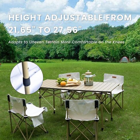 Hastoygo Folding Camping Table Loads 165 Lbs, with 4 Chairs, Height Adjustable from 21.65" to 27.56", Picnic Table Portable 47.24" x 21.65" with Carry Bag for Outdoor Cooking,Beach,Backyard,Tailgating in Kuwait