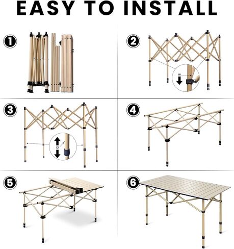 Hastoygo Folding Camping Table Loads 165 Lbs, with 4 Chairs, Height Adjustable from 21.65" to 27.56", Picnic Table Portable 47.24" x 21.65" with Carry Bag for Outdoor Cooking,Beach,Backyard,Tailgating in Kuwait