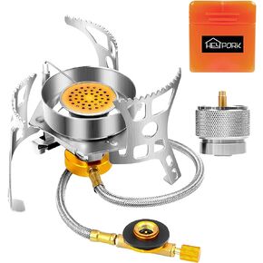 HEYPORK 3900W Portable Backpacking Gas Stove with Fuel Canister Adapter, Piezo Ignition, Carry Case, Windproof Collapsible Stove Burner for Outdoor Cooking (Including 1pc Adapter-Suitable for Propane) in Saudi Arabia