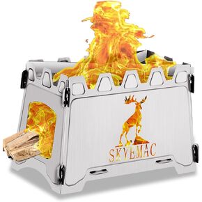 Camping Wood Burning Stove Portable - Folding Camp Stove Collapsible Backpacking Stove Stainless Steel Campfire Stove Outdoor Cooking Foldable Lightweight Stove for Picnic Hiking BBQ in Kuwait