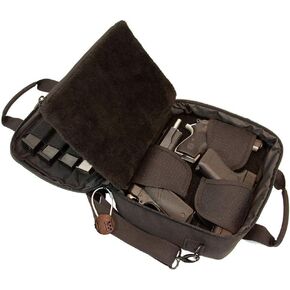 Pistol Case Range Bag for Handguns by FirstChoice - 2 to 4 Gun Padded Tactical Handgun Shooting Soft Case, Lockable Zippers w/Padlock, 3 Mini-Holsters, 8 Mag Slots, 4 Pockets, Range Mat (Black) in Saudi Arabia