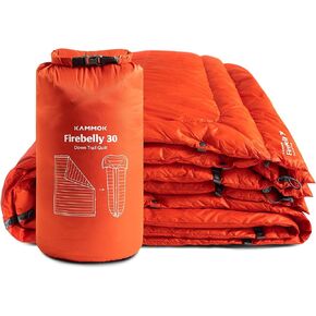 KAMMOK Firebelly 30°F - Down Trail Quilt, Water Resistant, Durable, Compact and Packable, Indoor/Outdoor Camp Blanket (88 in × 54 in),