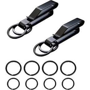 Tactical Stealth Duty Belt Key Holder, 2 Pack Belt Key Clip Holder with 12 Pcs Key Rings Black Stainless Steel Belt Loop Holder for Duty Policemen Fire Agencies Law Enforcement (75X12.5mm) in Saudi Arabia