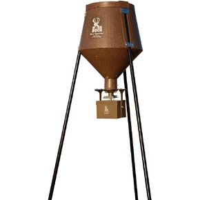 BOSS Buck 200 LB Deer Feeder/Hunting Durable Lightweight Plastic UV Protected Waterproof Game Feeder with 12V Spinner Automatic Delivery System & Multi-Piece Legs