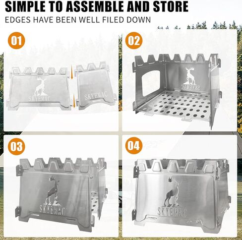 Camping Wood Burning Stove Portable - Folding Camp Stove Collapsible Backpacking Stove Stainless Steel Campfire Stove Outdoor Cooking Foldable Lightweight Stove for Picnic Hiking BBQ in Kuwait