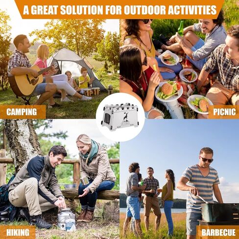 Camping Wood Burning Stove Portable - Folding Camp Stove Collapsible Backpacking Stove Stainless Steel Campfire Stove Outdoor Cooking Foldable Lightweight Stove for Picnic Hiking BBQ in Kuwait